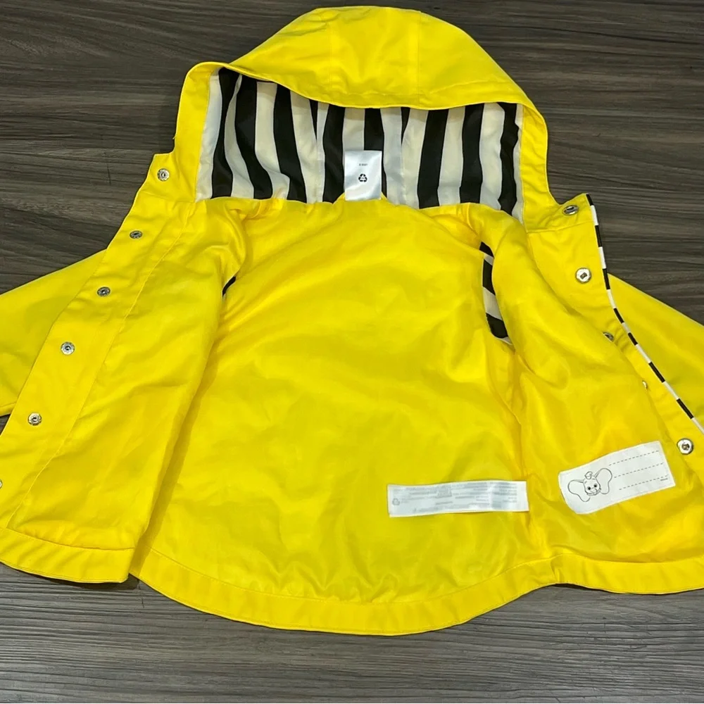 Disney Store Dumbo Yellow And Striped Infant Toddler Rain Coat Size 2T